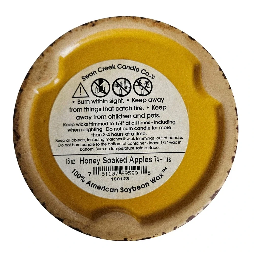 Swan Creek Candle Co Honey Soaked Apples Yellow Ceramic Soy Wax Candle 16oz Boho